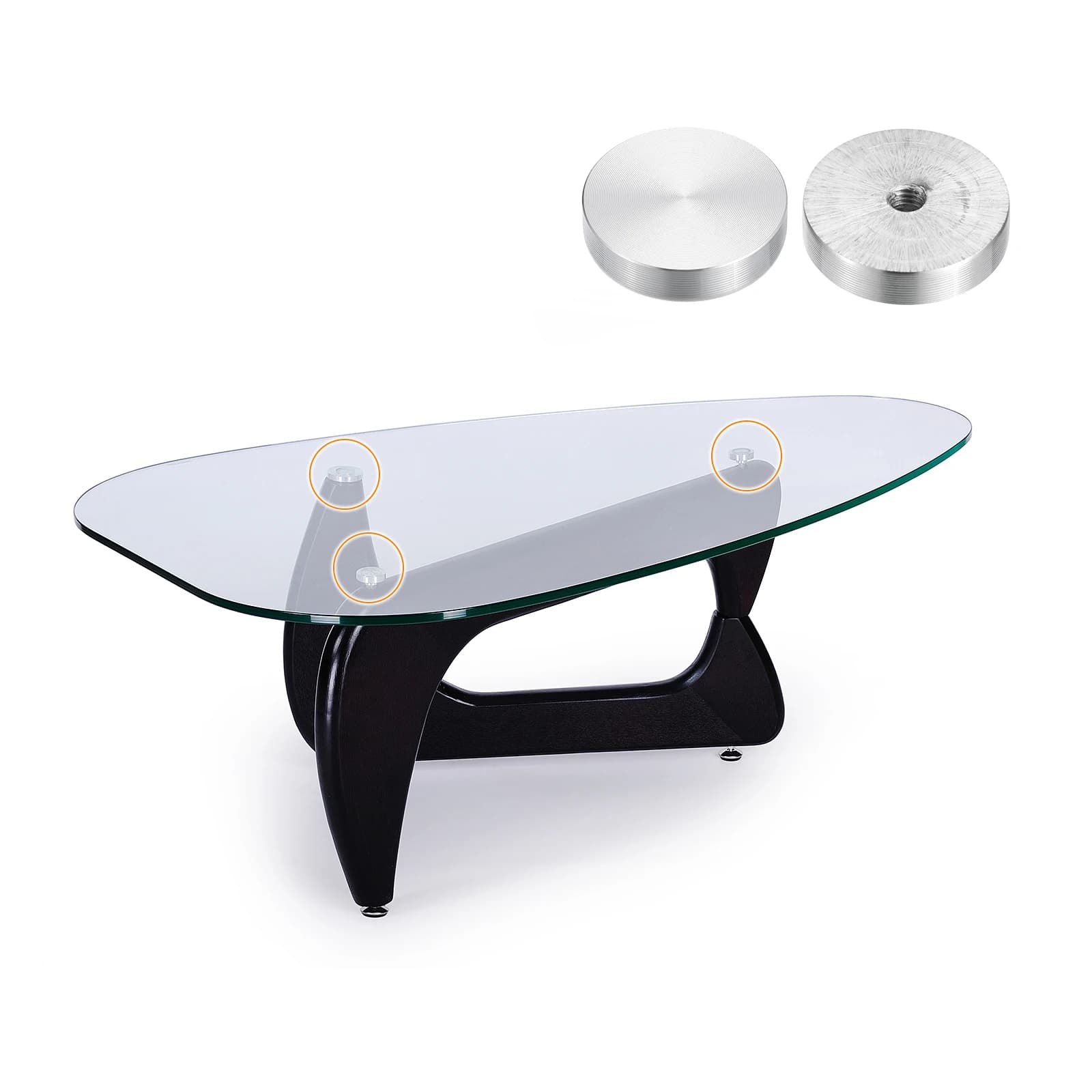 Disque en aluminium de 30/40/50/60mm de diamètre, filetage M6 M8 M10, forme ronde, Table en verre, d
