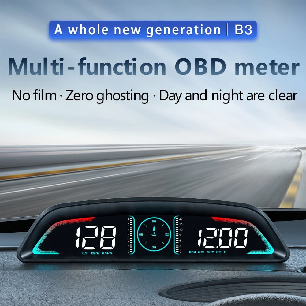 B3 affichage tête haute OBD2 GPS numérique HUD jauge de voiture compteur de vitesse tachymètre tempé