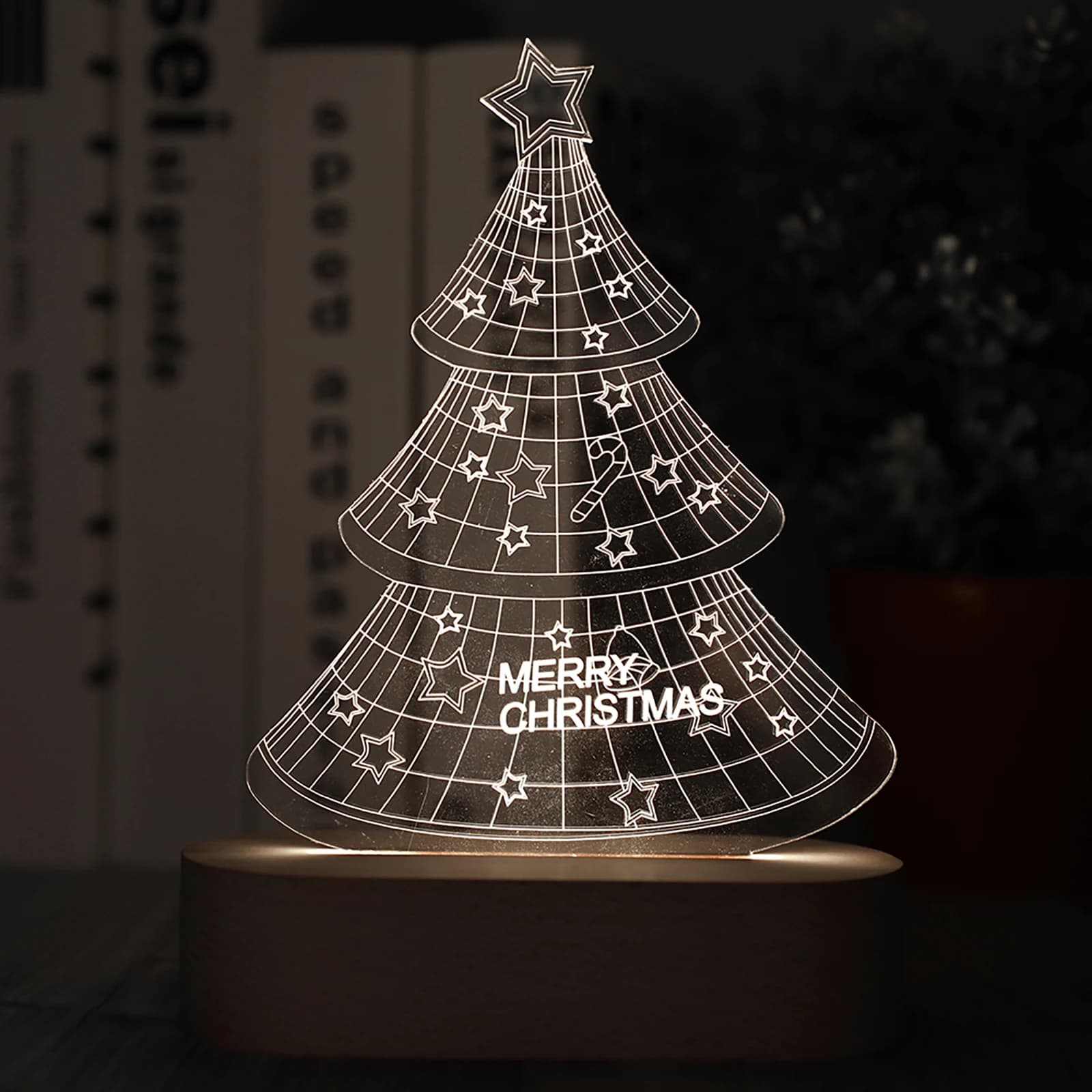 Base d'affichage de lumière LED en bois nar, lampe de lettre en résine, verre d'art en résine, décor