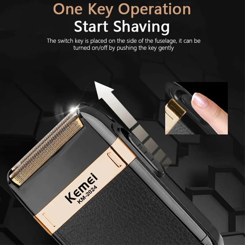 Kemei KM-2024 USB charge rasoir électrique tête de coupe supplémentaire alternatif double lame rasoi