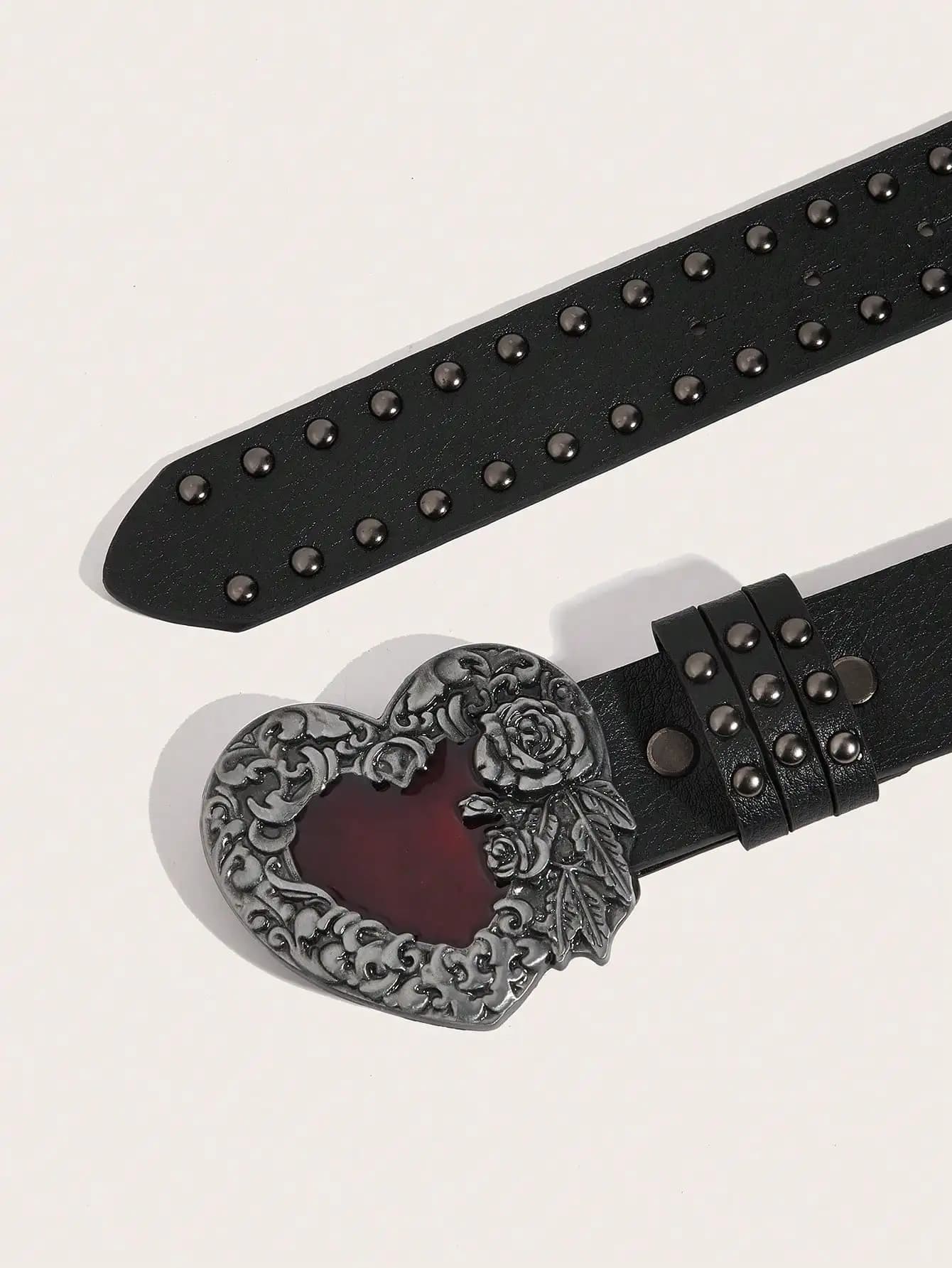 Ceinture en cuir en forme de cœur, gouttelette d'huile essentielle de Rose, décoration de rivets, st