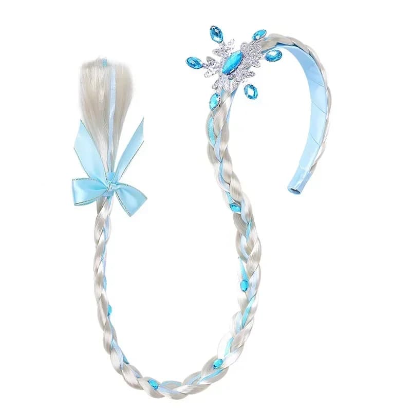 Perruque la reine des neiges tressée princesse bandeau fille Elsa flocon de neige bleu rose bandeau 
