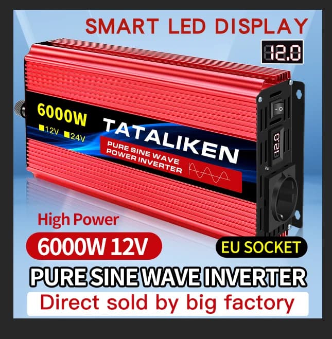 Onduleur à onde sinusoïdale pure 12V à 220V, 50HZ, 2500W, 3500W, 4500W, 5000W, 6000W, convertisseur 