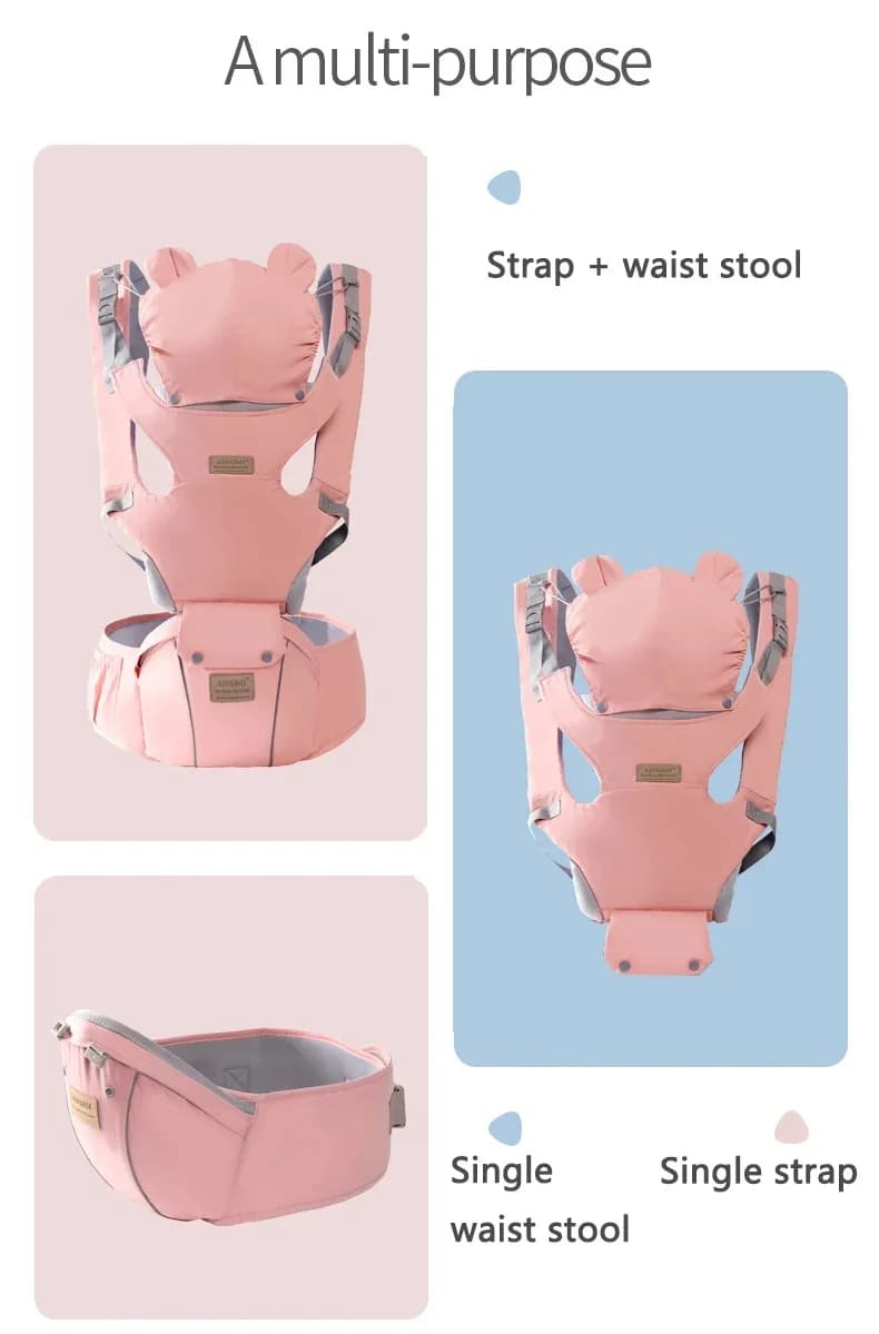 Sangles de sac à dos de porte-siège d'anca 3 en 1 pour bébé de 0 à 36 mois, ergonomiques avec chapea