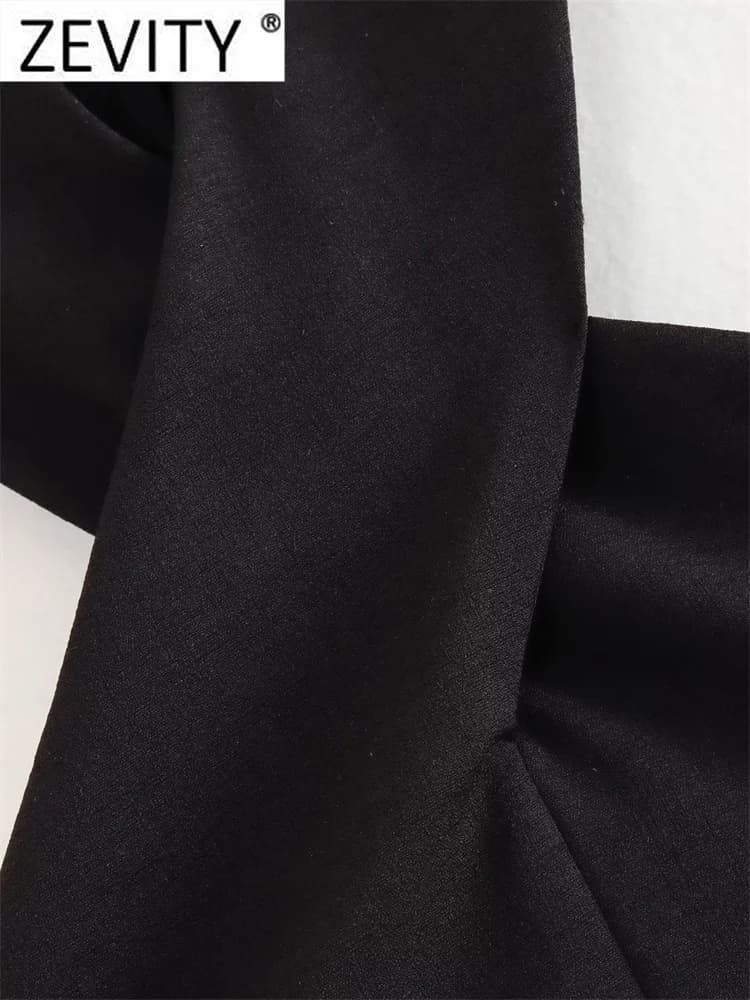 Zevity femmes Sexy sans manches dos nu nœud noué noir licou Blouse Femme sangle croisée chemise cour
