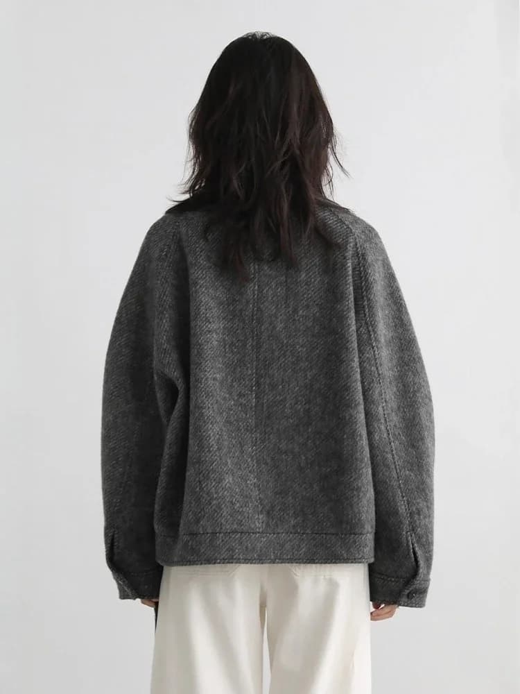 CHIC VEN Manteaux en Laine pour Femmes, Style Vintage Décontracté, Col Montant, Vestes Amples en Lai