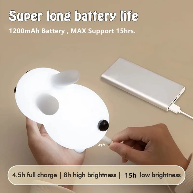 Lampe LED en Forme de Lapin en Silicone Rechargeable RVB pour Enfant, Veilleuse avec Télécommande, I