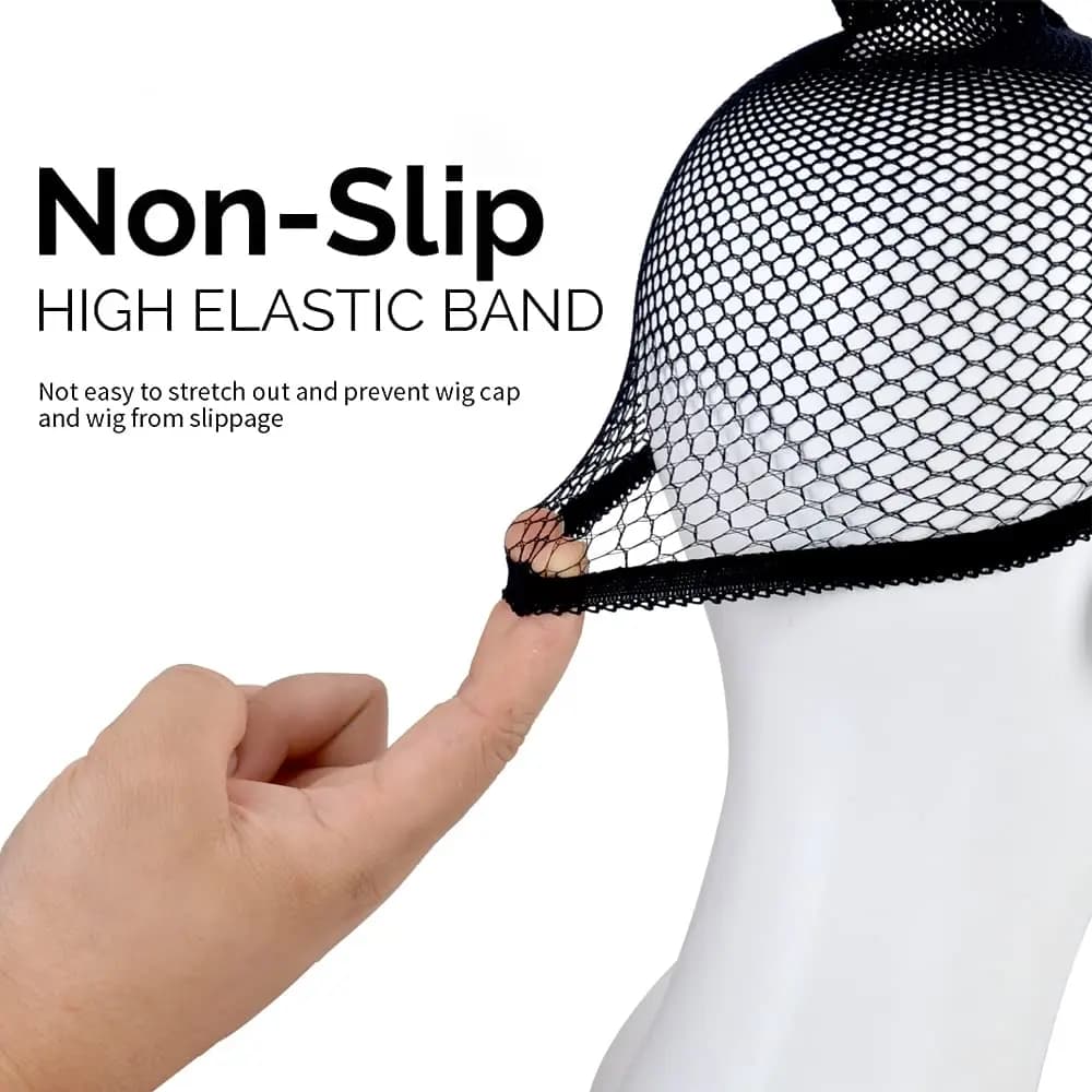 Bonnet de perruque en maille extensible, filet à cheveux noir élastique, filet de perruque en résill
