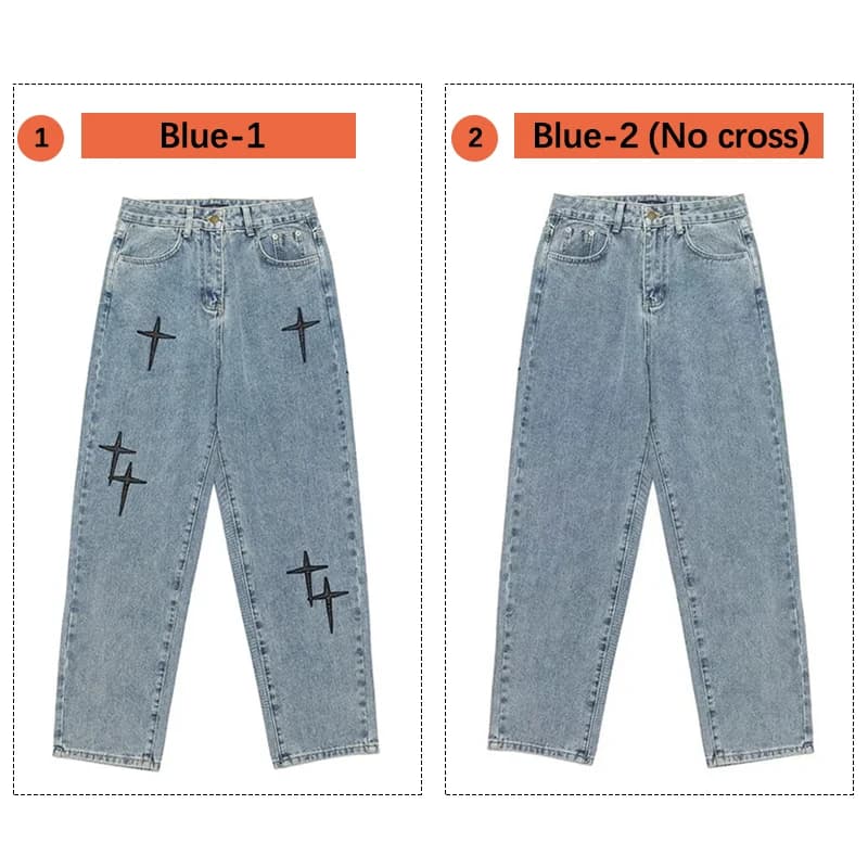 Jean imprimé pour hommes, Streetwear, Baggy, jambes larges, mode coréenne, drapé, droit, décontracté