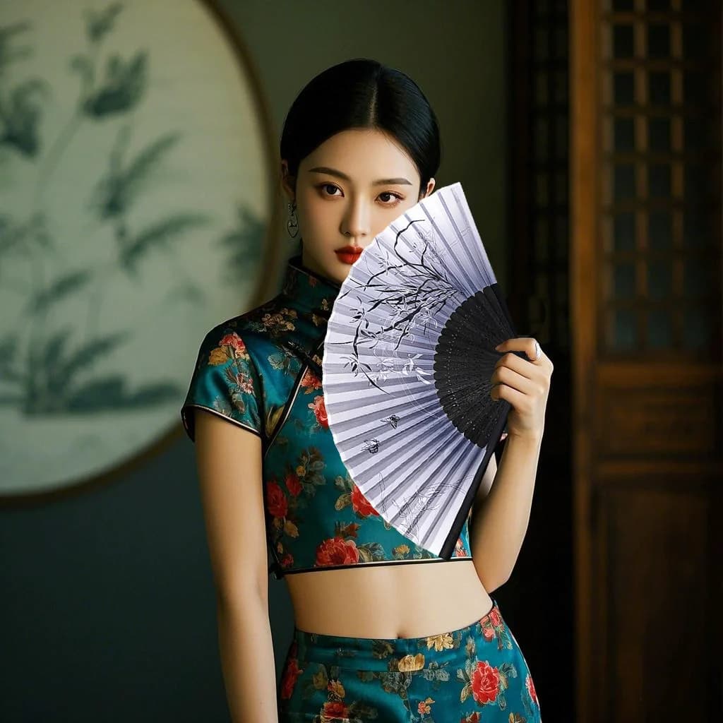 Éventail Pliant Vintage en Soie et Bambou, Éventails Chinois pour Femmes, Éventail de Danse, Accesso