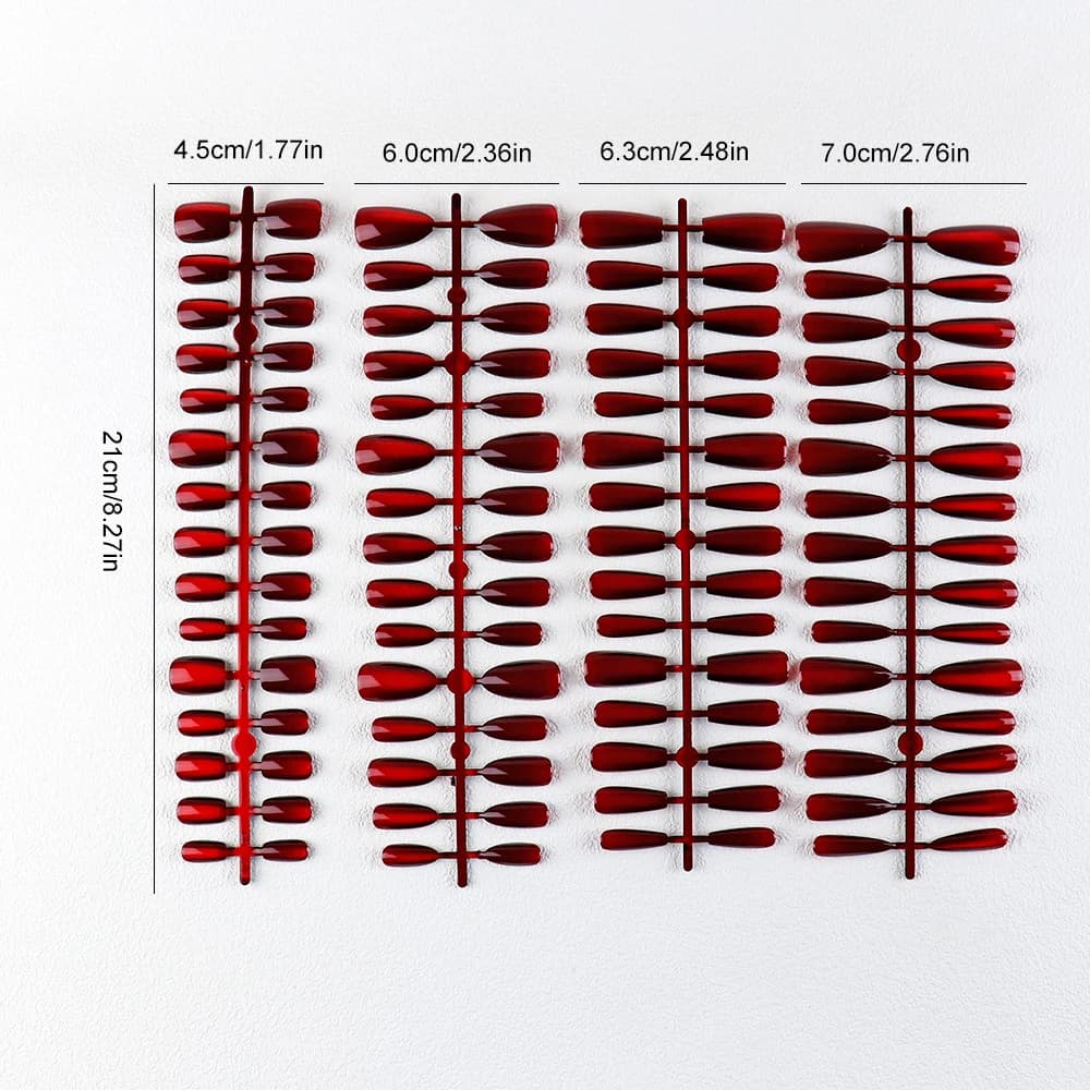 30 pièces aimant rouge oeil de chat faux ongles amande longue cercueil brillant faux ongles carrés f