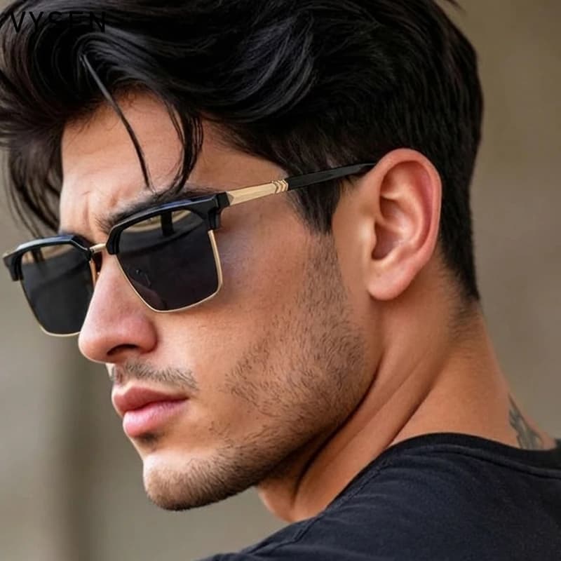 Lunettes de soleil carrées surdimensionnées de luxe 2026 pour hommes, style Y2K punk, design futuris