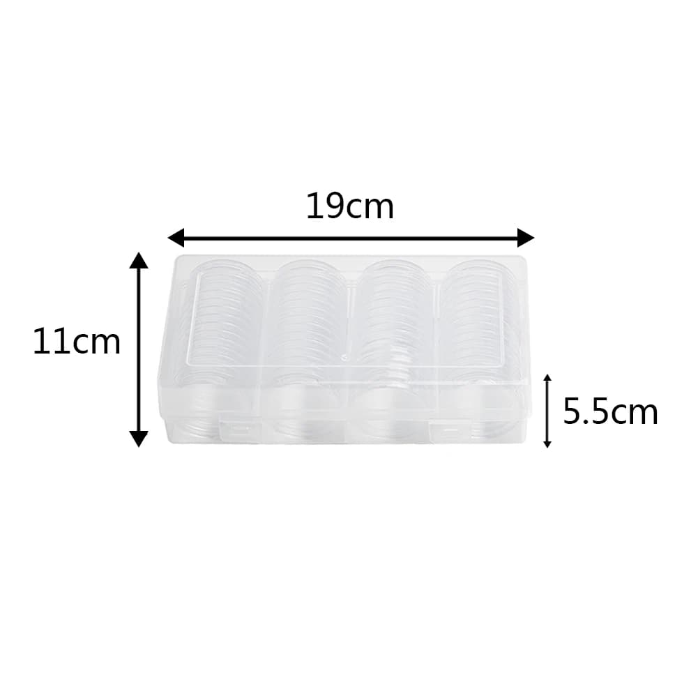 Boîte de rangement de pièces de monnaie 40mm, conteneur rond transparent en plastique pour capsules 