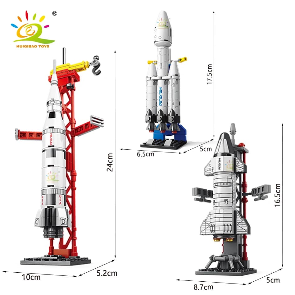 HUIQIBAO – Mini fusée d'aviation, blocs de Construction, Station aérospatiale spatiale, briques, jou