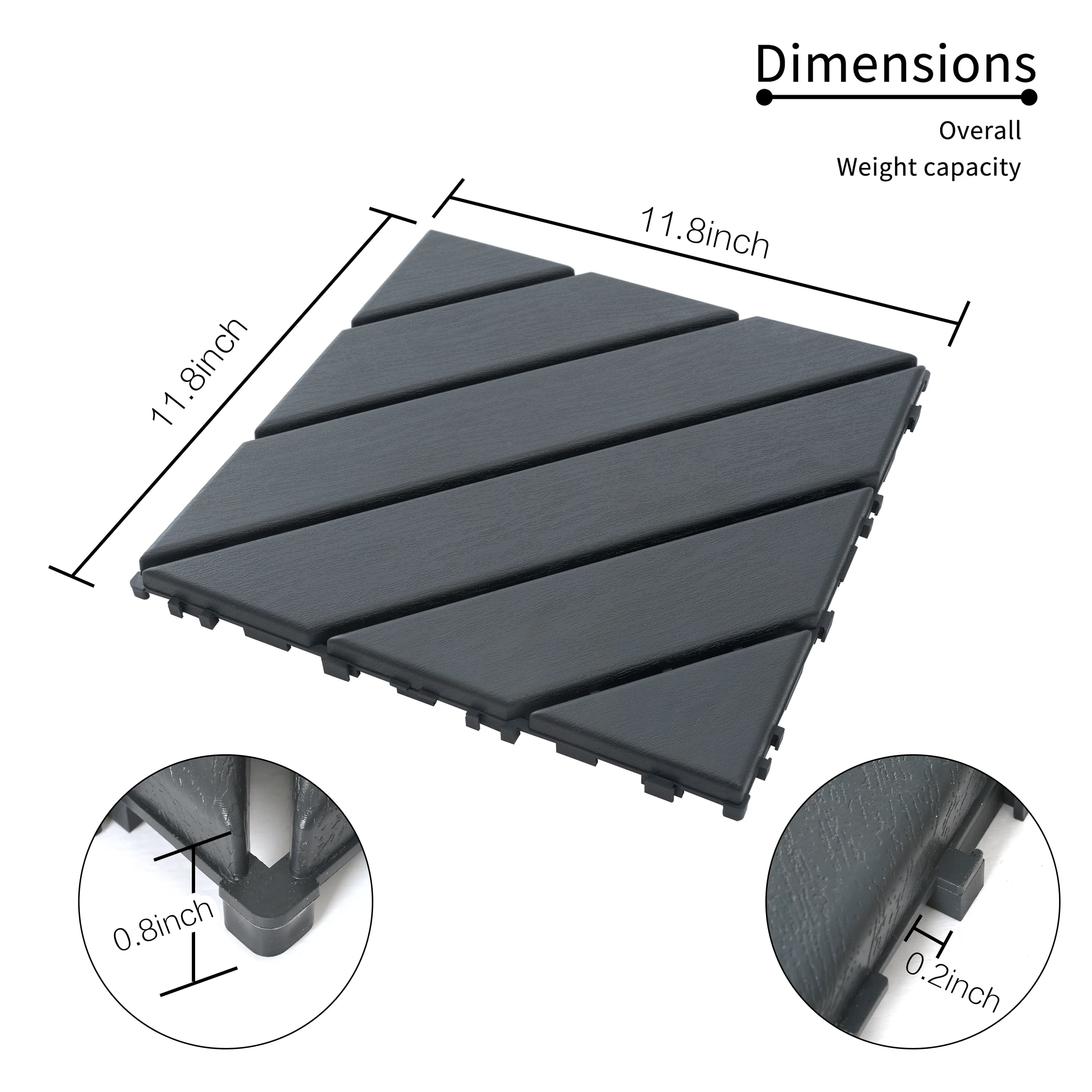 Carreaux de terrasse imbriqués en plastique, carreaux carrés étanches, utilisation par tous les temp