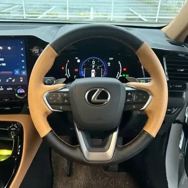 Juste de volant de voiture en cuir véritable non ald cousue à la main, rouge et noir, Lexus NX 250 N