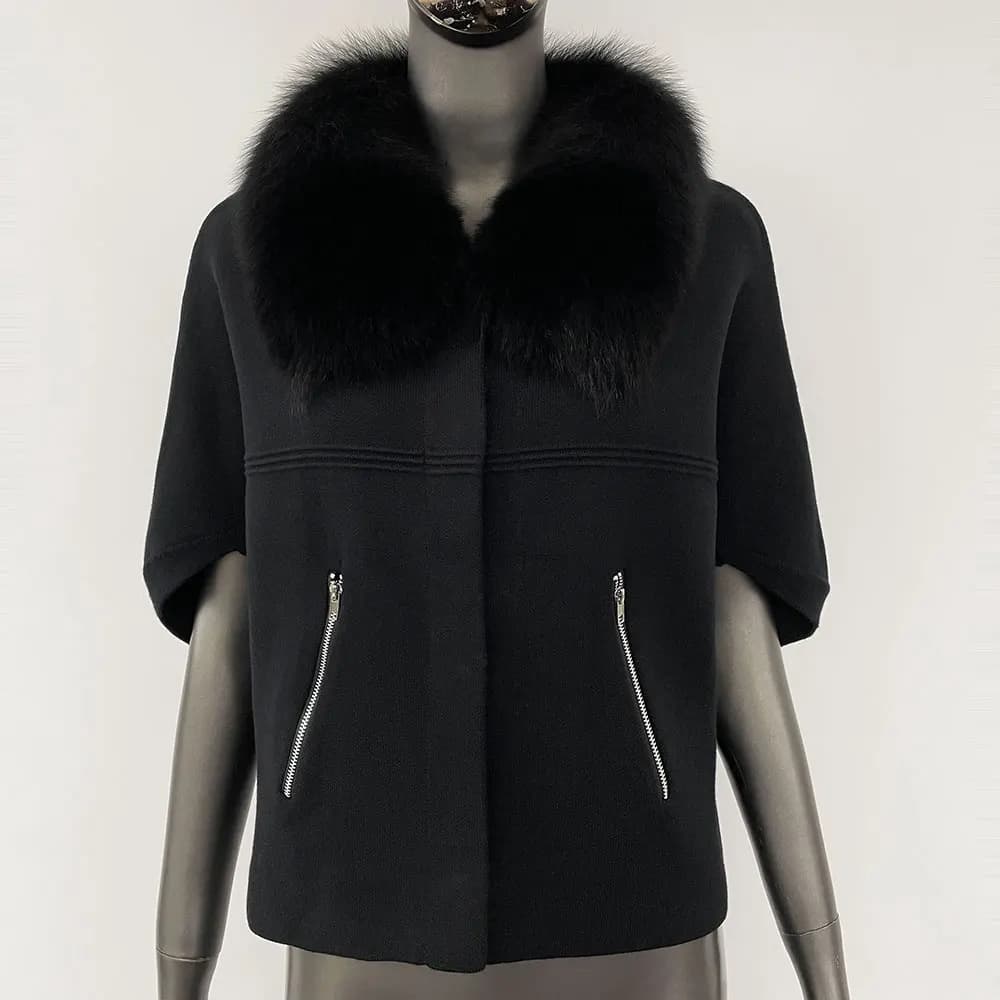 FURYOURSELF 2025 nouveau réel renard raton laveur col de fourrure manteau tricoté pull femmes à manc