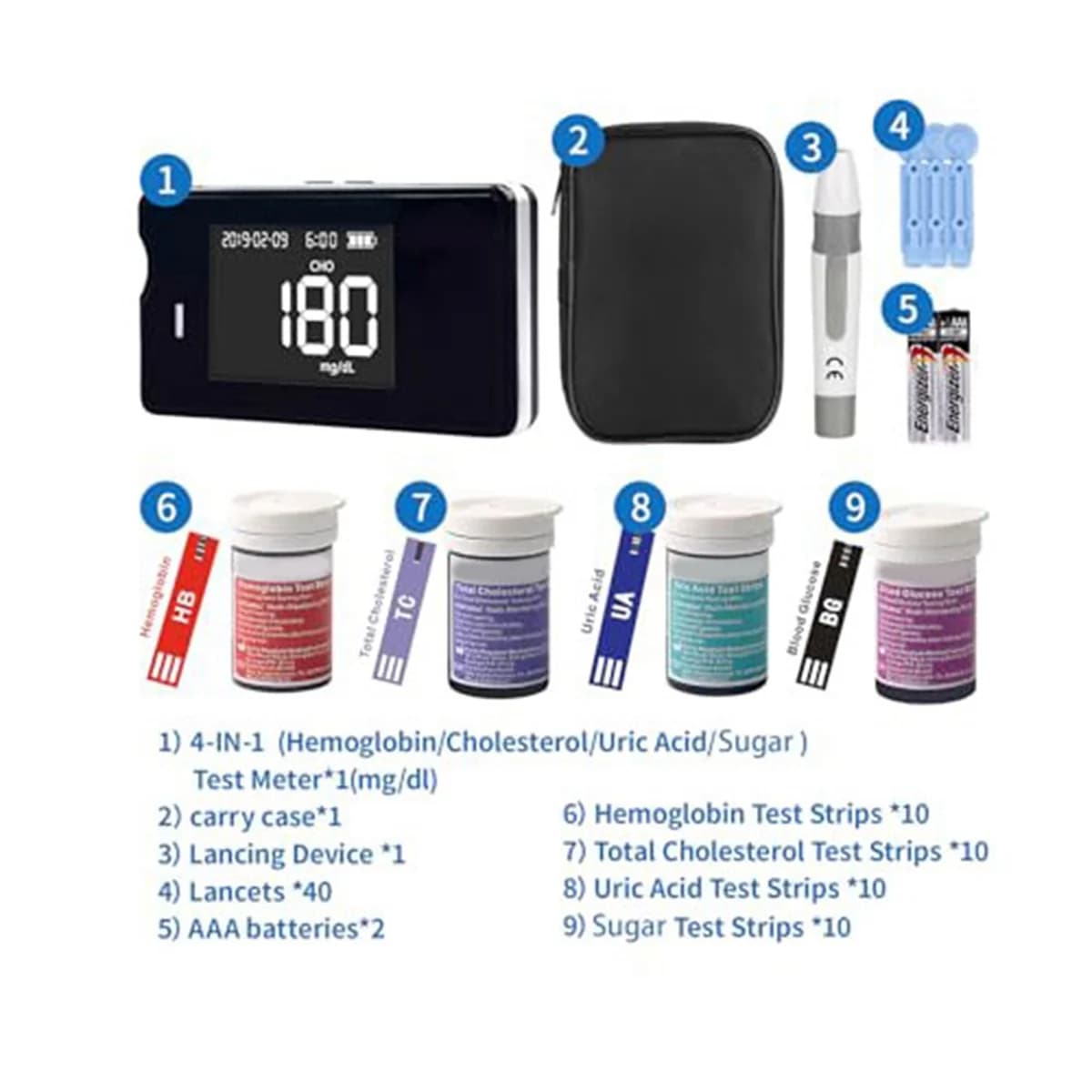 Kit de test du cholestérol Kit de test d'hémoglobine Testeur d'hémoglobine Kit de test du cholestéro
