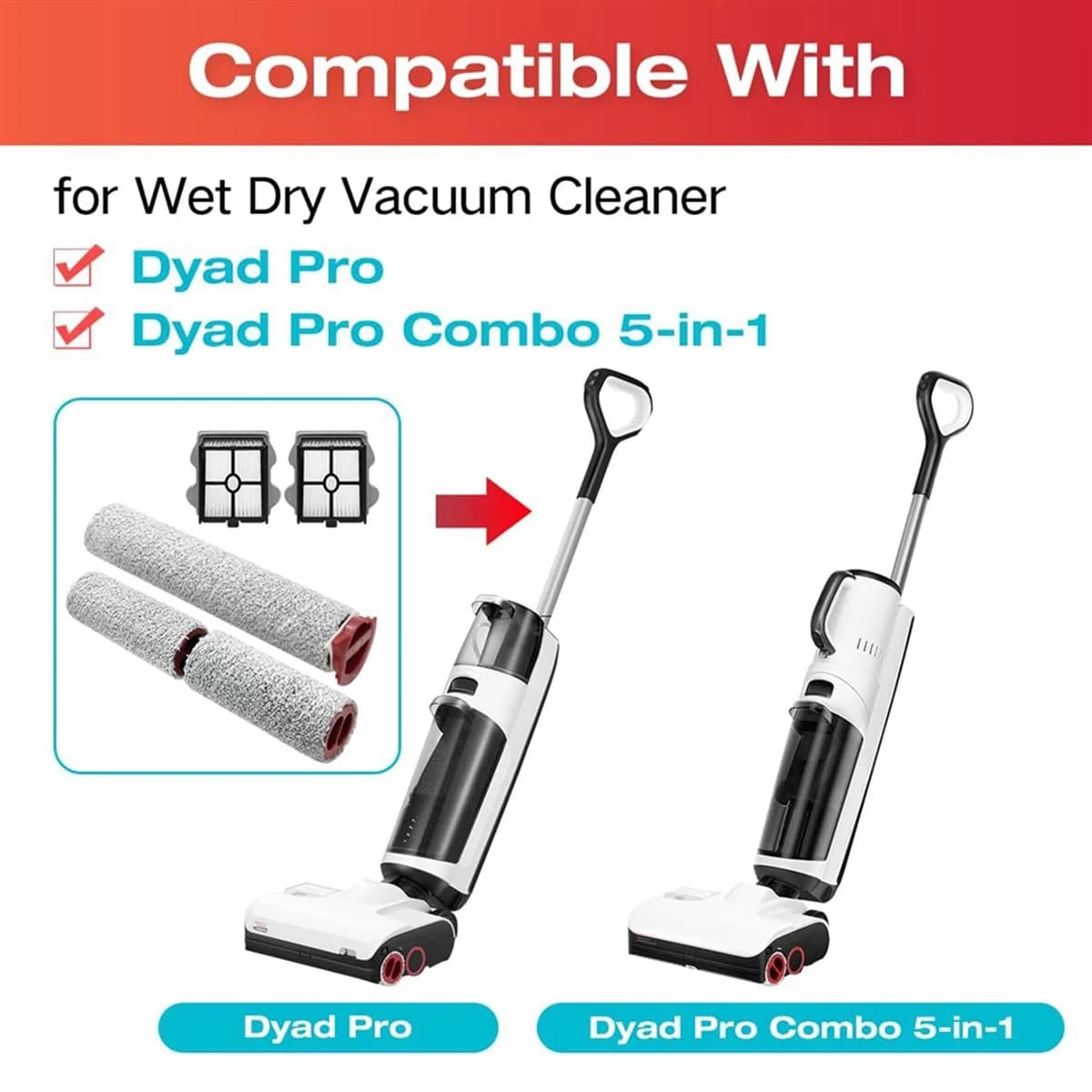 Rouleau brosse et filtre pour aspirateur Roborock Dyad Pro, pièces de rechange pour aspirateur à sec