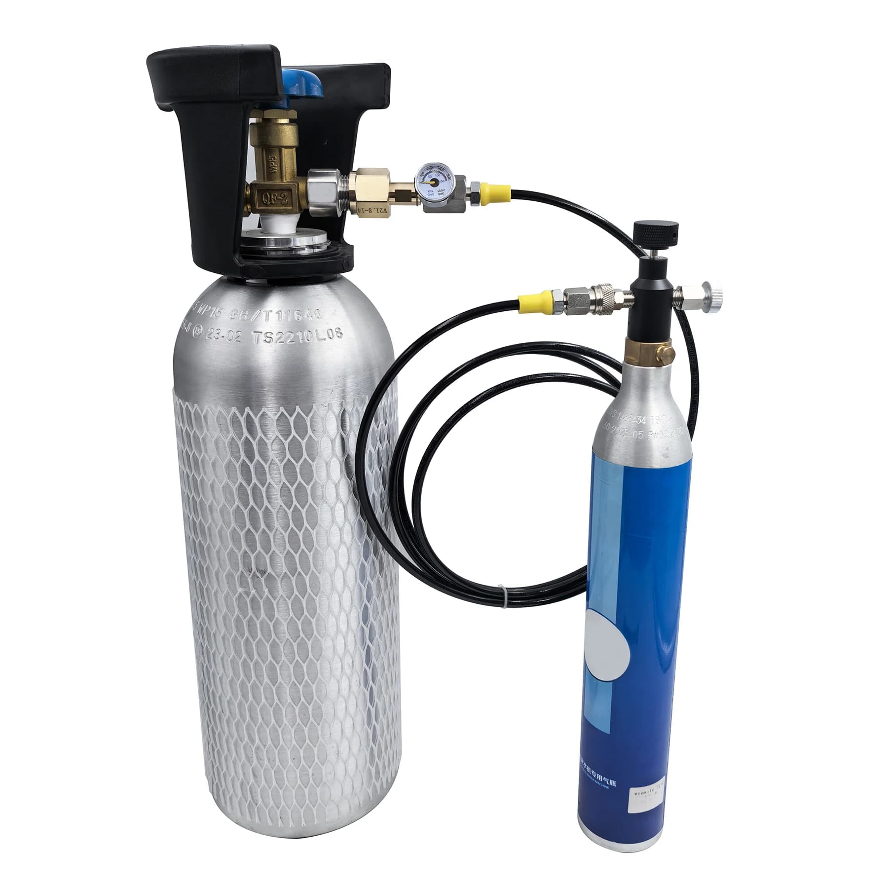 Adaptateur de Station de recharge de CO2, cylindre bleu d'eau gazeuse, avec adaptateur marche/arrêt 