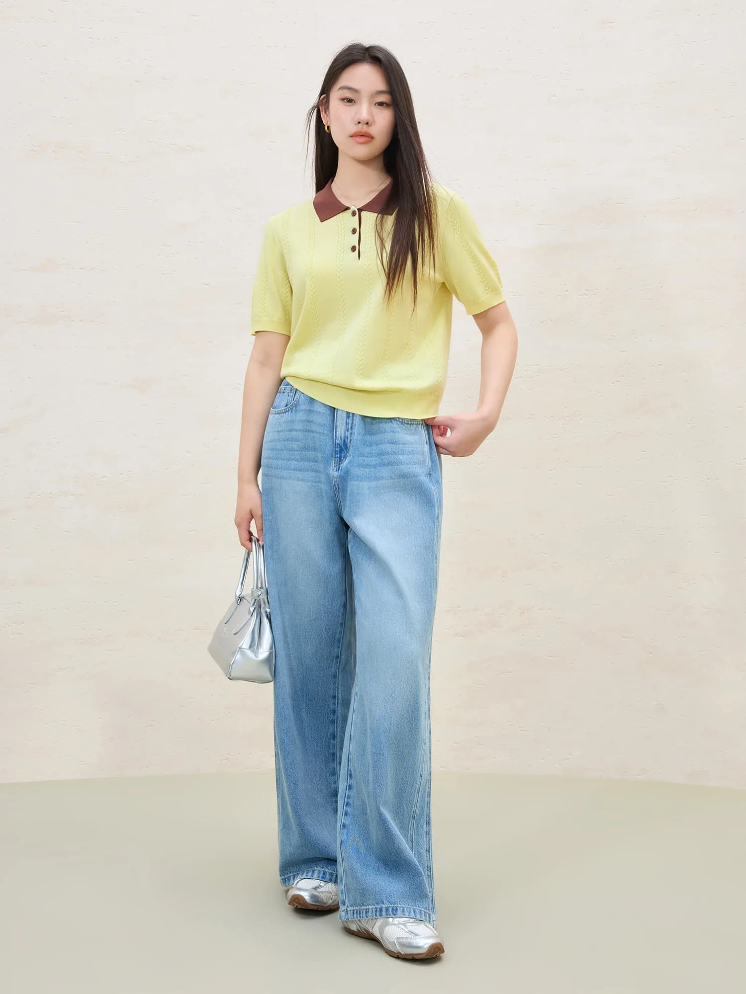 DUSHU grande taille col Polo Lyocell haut en tricot été minceur coupe bureau travail Transition frai