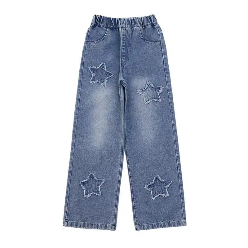 Pantalon en jean à jambes larges pour filles, Style d'automne, pantalon à jambes droites, coupe ampl