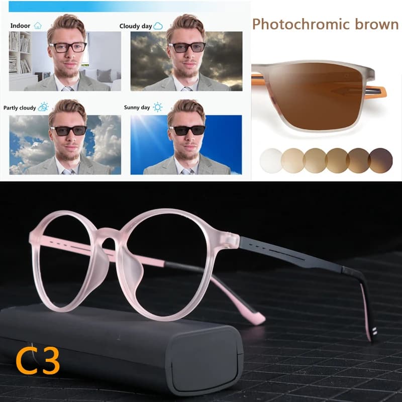 Lunettes photochromiques ultralégères en titane pour hommes et femmes, verres pour myopie, lunettes 