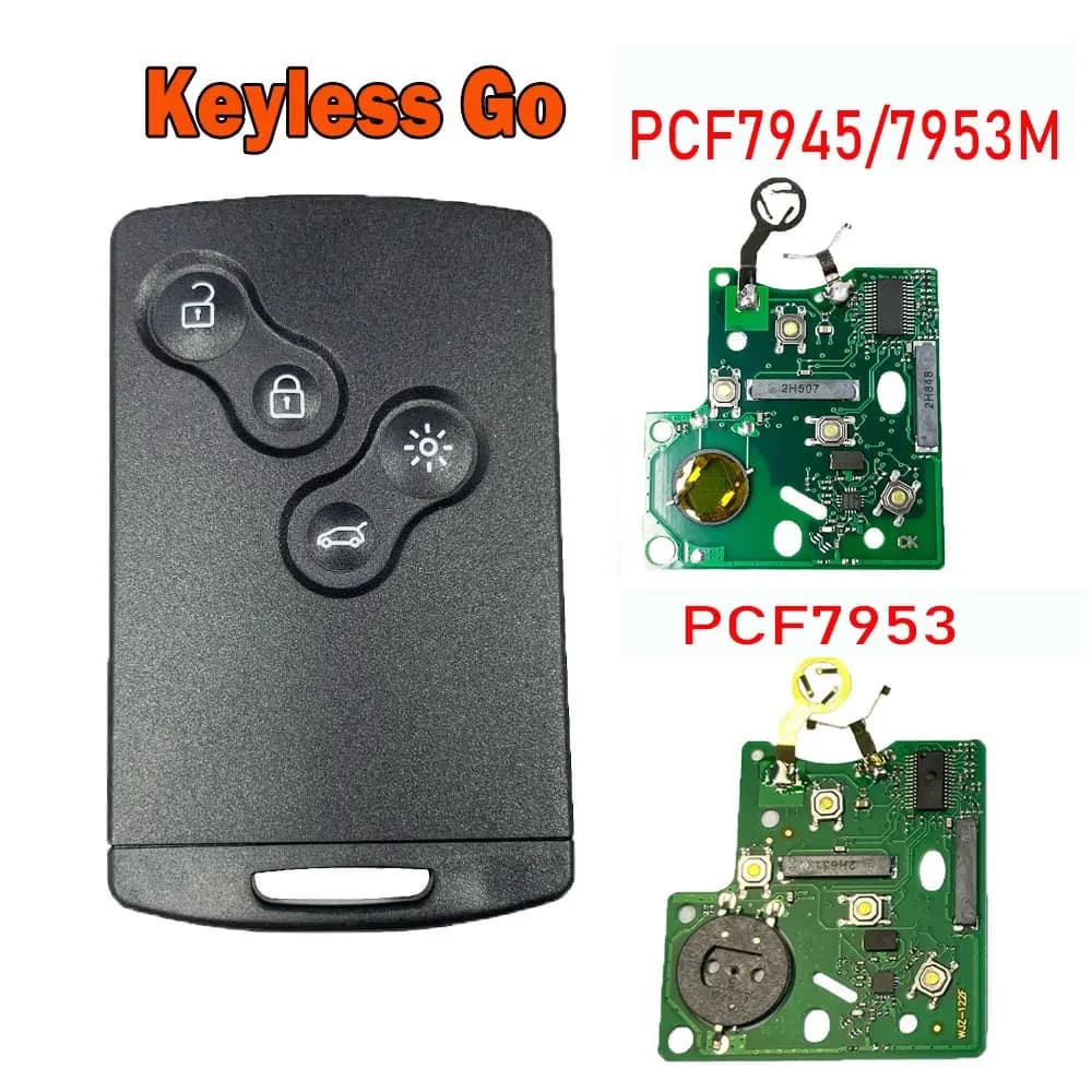 Clé de Voiture Intelligente à 4 lèvent, Transpondeur PCF7945/PCF7953 4A, 433Mhz, pour Renault Clio 4