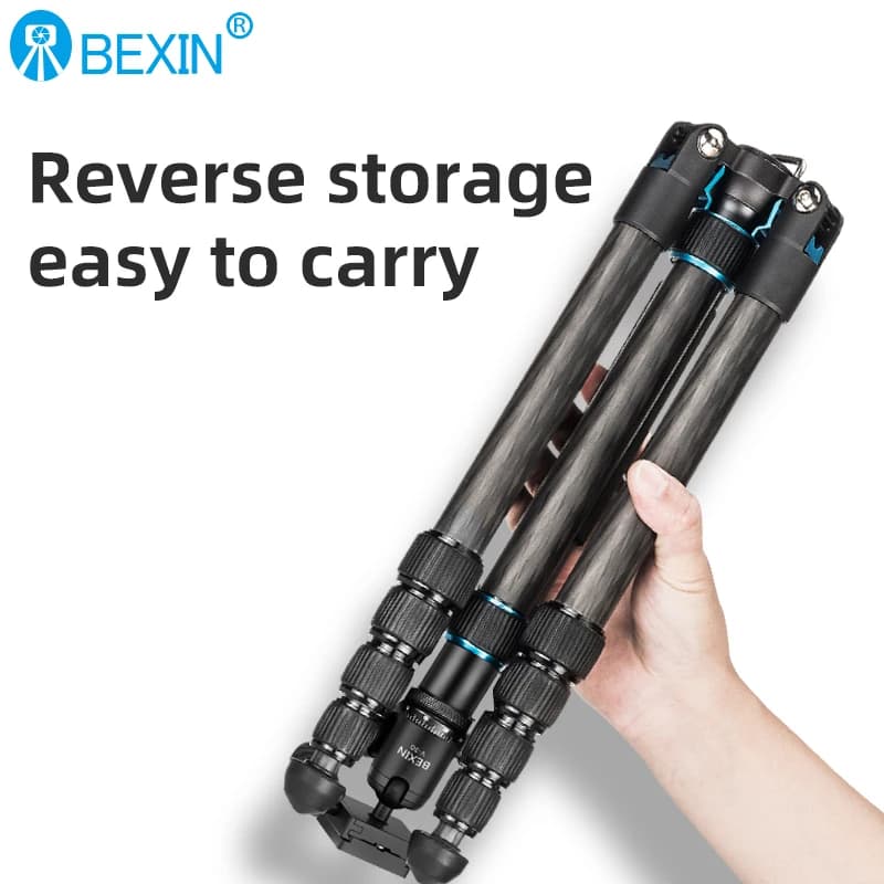 BEXIN voyage professionnel tripe léger en Fiber de carbone monopode rotule tir trépied support pour 