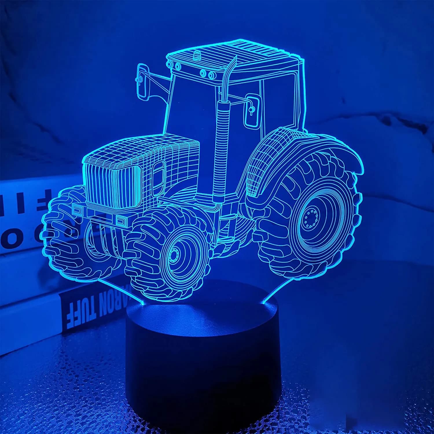Voiture, camion, tracteur, pelle 3D veilleuse LED tactile Illusion lampe de Table bébé chambre décor