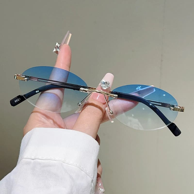 KAMMPT sans monture ovale lunettes de soleil hommes mode dégradé décor nuances femmes 2025 nouveau à