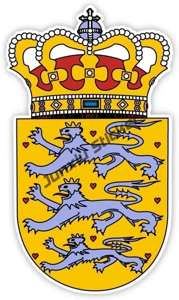 Autocollant blason danois Copenhague, sceau rond, drapeau, carte, crâne, Code de pays de danemark, a