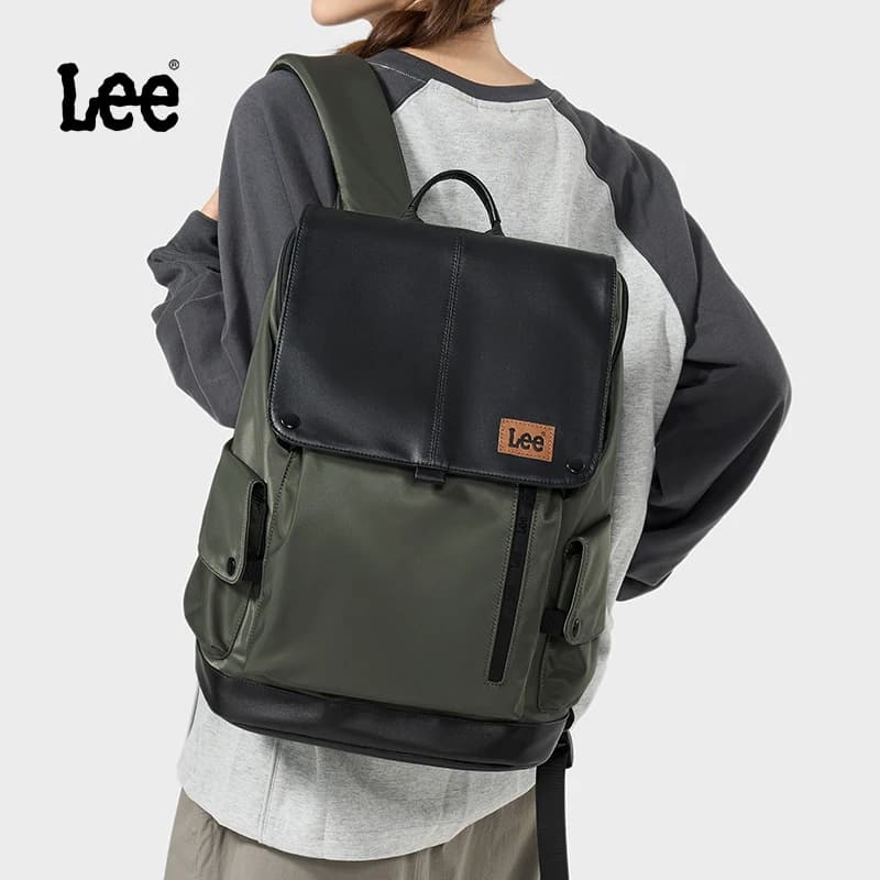 LEE nouveau Style coréen sac à dos en cuir à rabat femmes hommes grande capacité affaires banlieue v