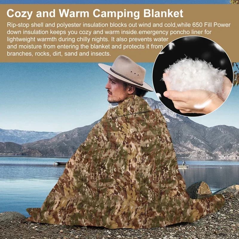 DulArmy-Poncho Liner CamSolomon, Woobie hydrofuge, couverture matelassurera, adaptée au camping, au 
