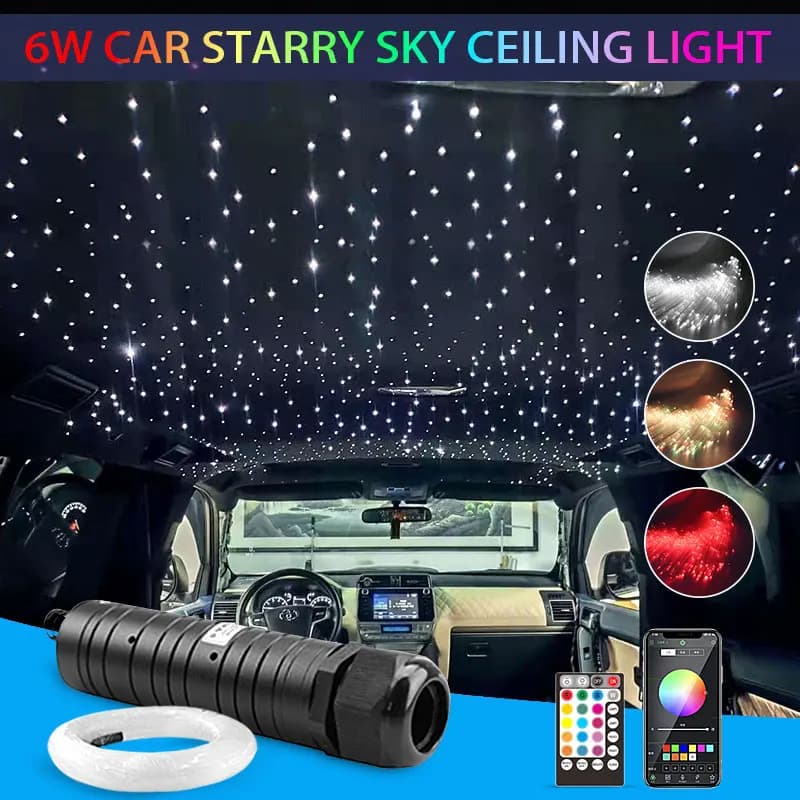 Lumière LED ciel étoilé 6W, accessoires de décoration intérieure de voiture, plafonnier en Fiber opt