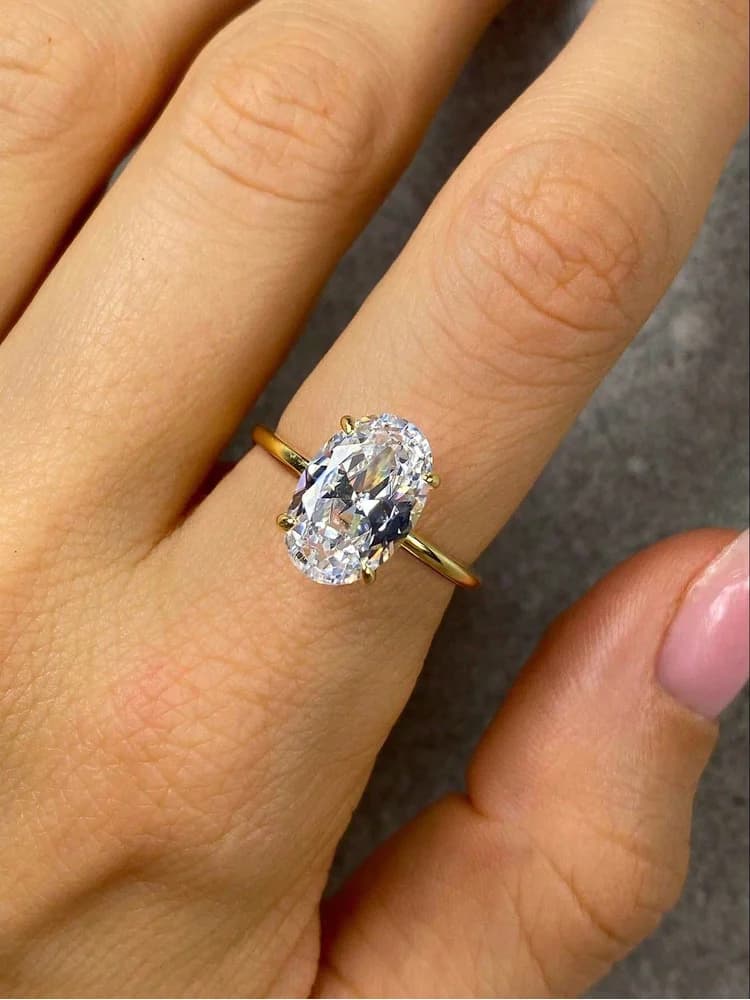 ROUSLY – bague ovale en argent Sterling 925 brillant pour femmes, pierre ovale en Zircon de 1 à 8CT,