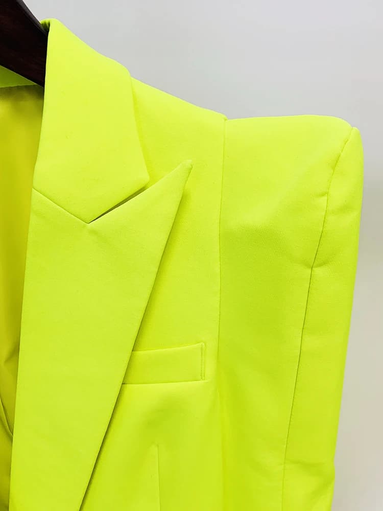 HIGH STREET Nouvelle Collection 2026 Veste de Créateur Femme Épaules Imposantes Double Boutonnage Bl