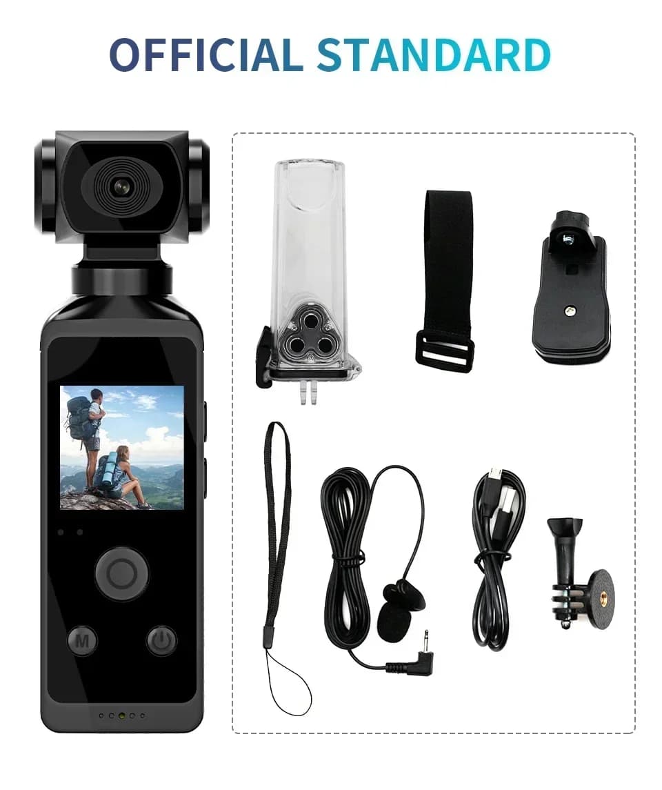 Caméra d'action de poche 4K Ultra HD 270 °   Mini caméra de sport rotative Vlog Wifi, étui étanche p