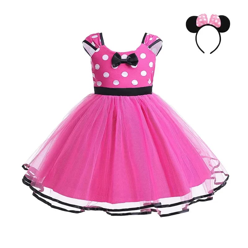Robe Minni Mouse pour bébés filles, costume Cosplay, fête d'anniversaire, pois, mignon, carnaval, fê