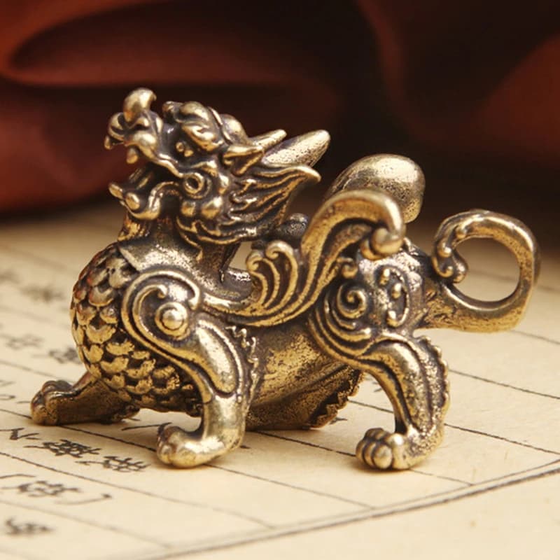 Kirin Feng Shui-Ornement en Cuivre Pur, Pendentif Orn Nairobi, Statue, Figurine Kylin, Richesse Illi