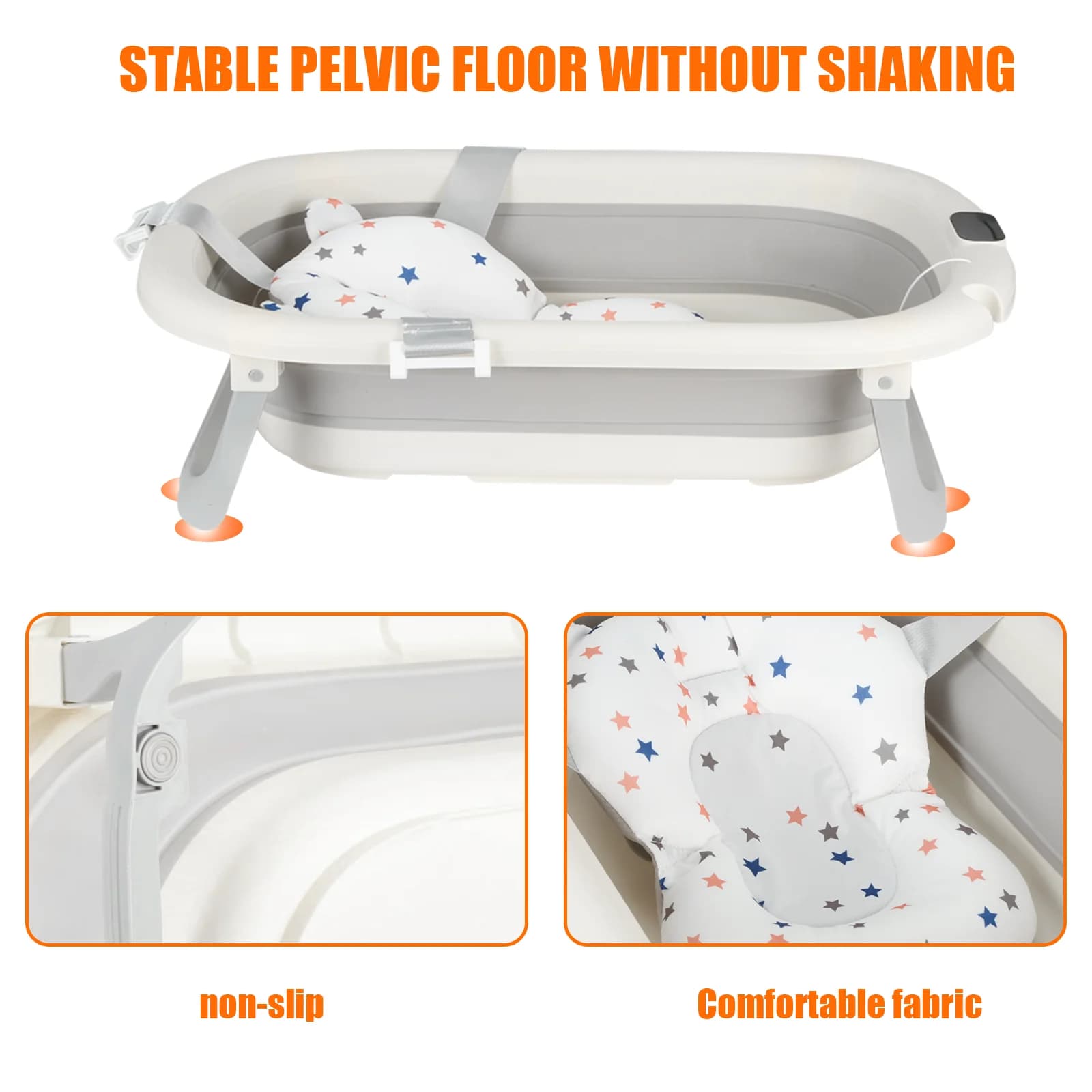 Baignoire Bébé Pliable  - Avec Coussin De Bain Et Thermomètre Intégré - Idéal Pour Cadeau De Naissan