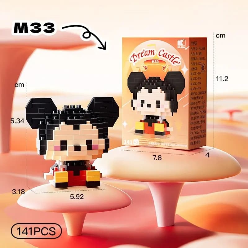 Blocs de construction Disney Mickey et Minnie, mini ornements de bureau Kawaii, jouets pour jeunes, 