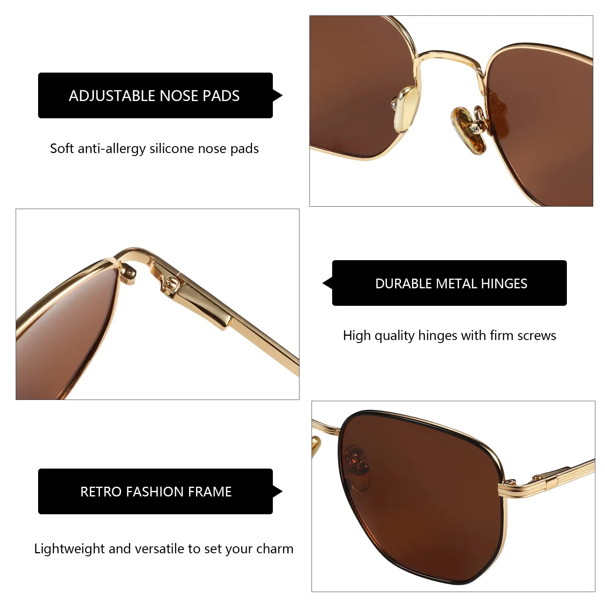 ZENOTTIC – lunettes de soleil rétro polarisées hexagonales pour hommes et femmes, monture métallique