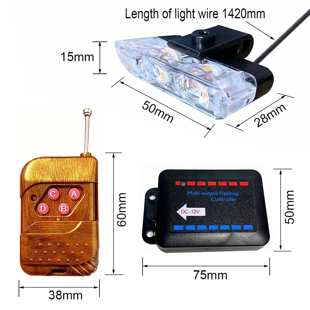 2 LED pince de Police lumières stroboscopiques rouge bleu ambre lampe Flash 12V véhicule pare-chocs 