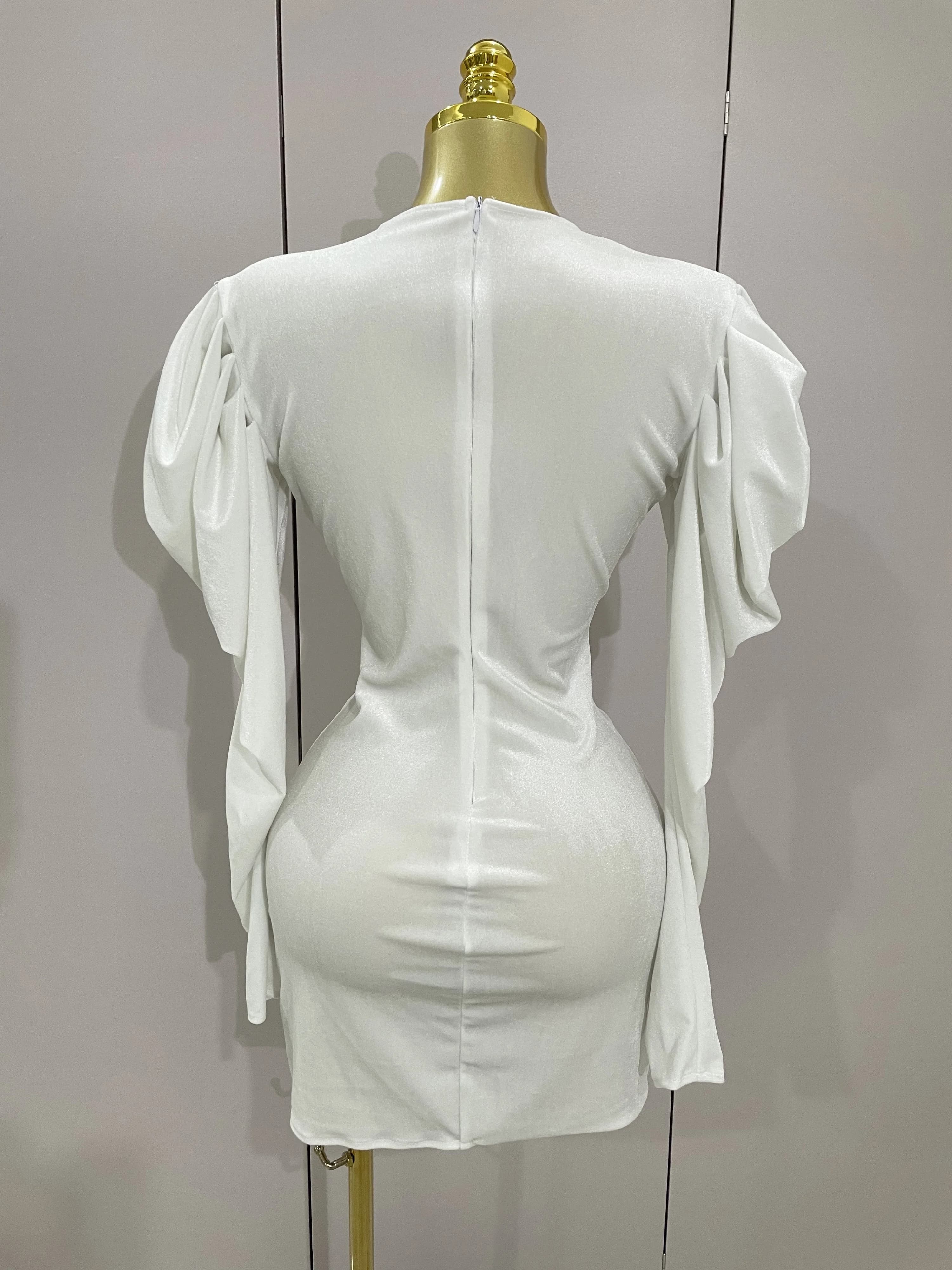 Robe courte de luxe en velours blanc pour femmes, cristaux scintillants, maille Sexy, élégante, robe