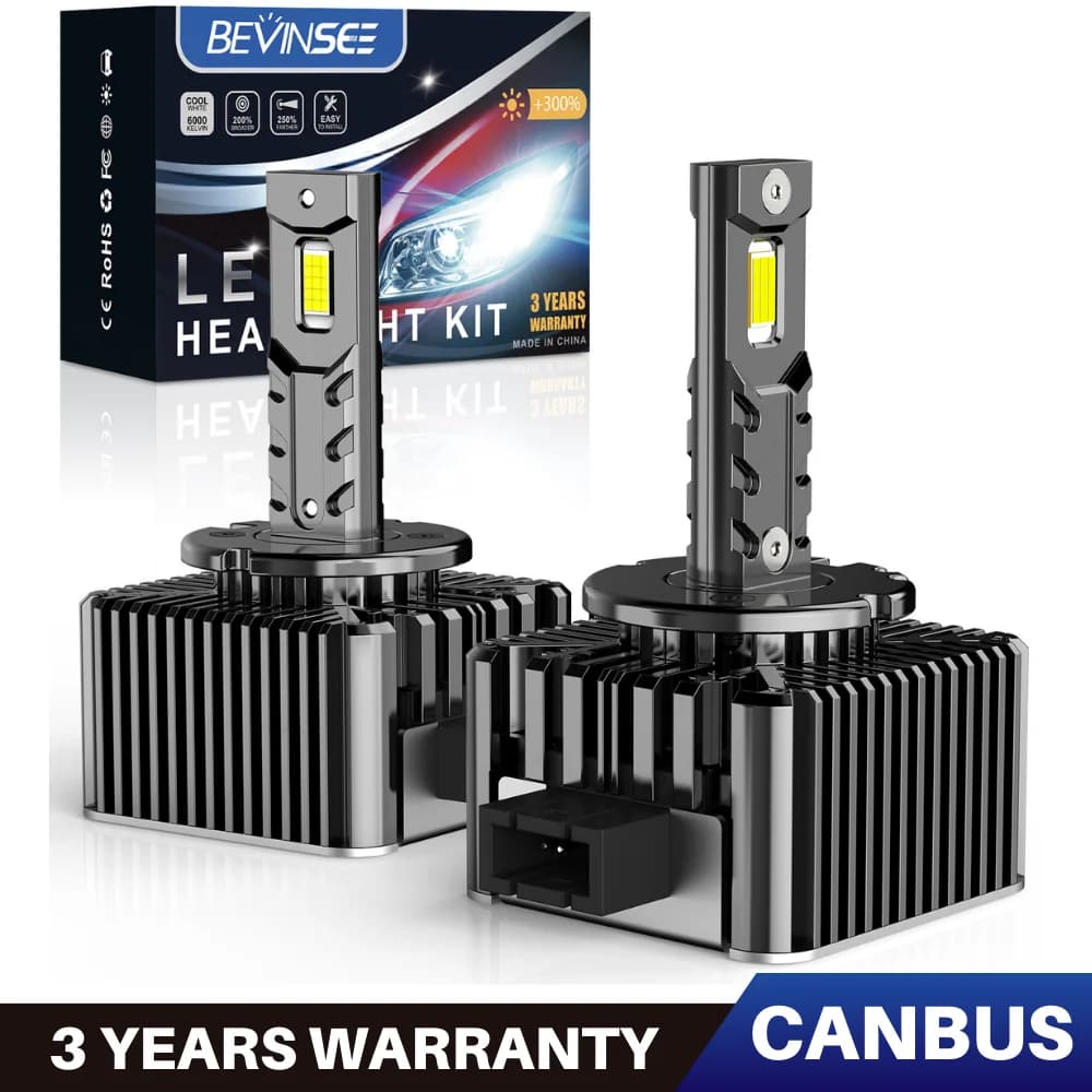 BEVINSEE D1S D3S LED Canbus D2S D5S D1R D2R D3R Ampoules de phares LED 70W 6000K 7000LM Auto Ampoule