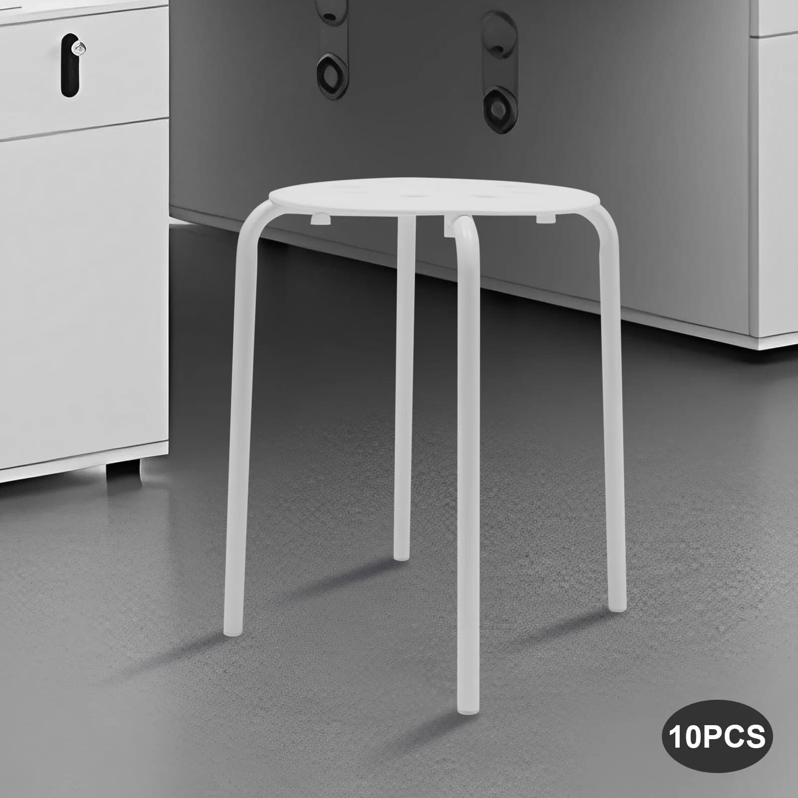 Paquet de 10 tabourets empilables en plastique portables blancs pour salle de classe, ensemble de ta