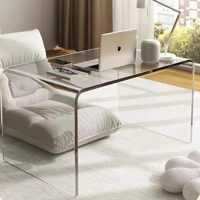 ‌ Table centrale en acrylique polyvalente, Table basse industrielle transparente avec cadre en métal