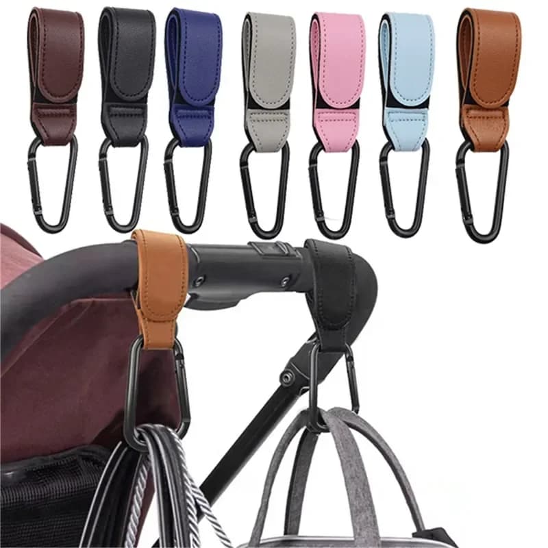 1/2 pièces PU cuir bébé sac poussette crochet landau chariot organisateur 360 degrés rotatif crochet