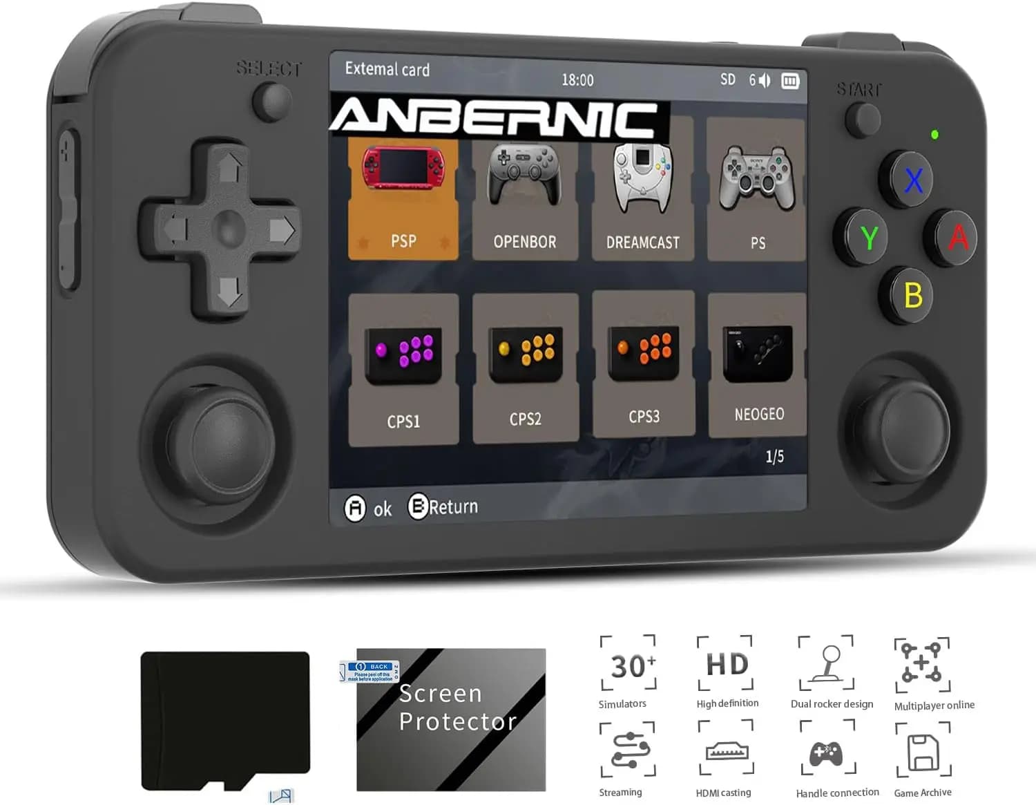 ANBERNIC RG35XX H Consoles portables pour jouer des jeux vidéo 3.5 pouces IPS 640*480 écran rétro le